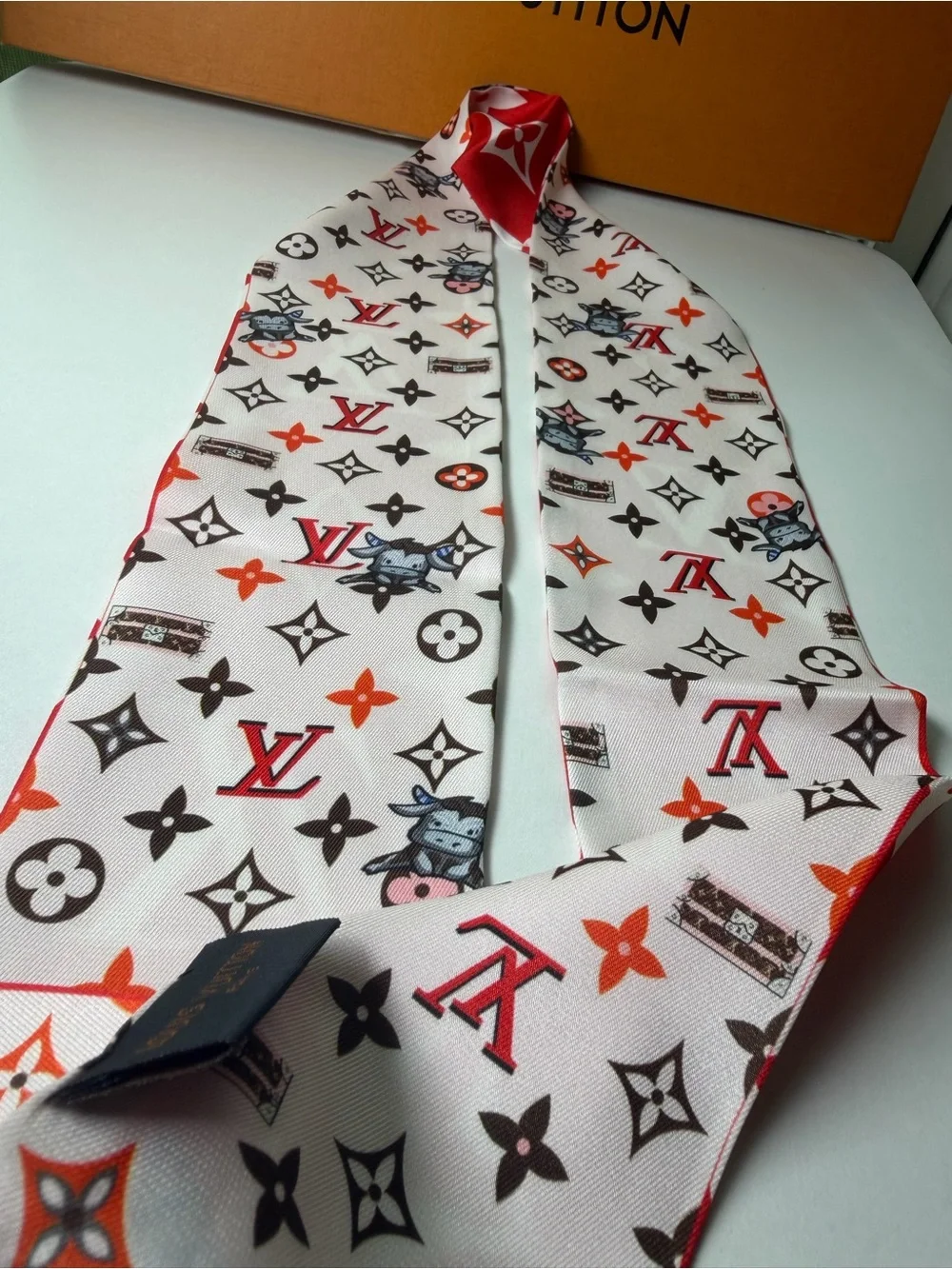 Louis Vuitton Silk Monogram Rodeo Bandeau Red